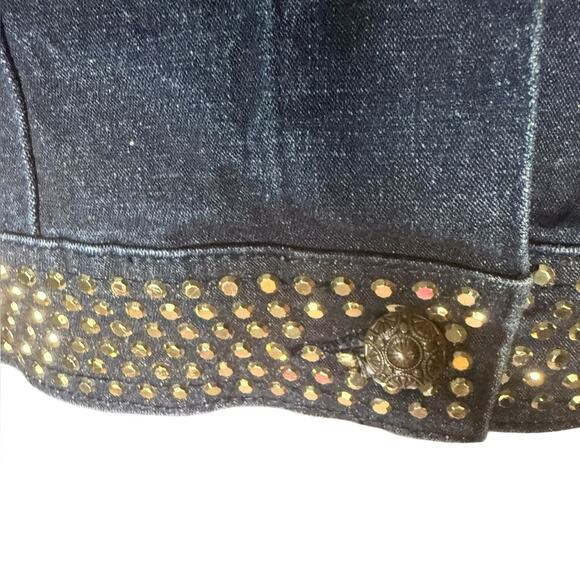 Y2K Gold Embellished Maximalist Glam Denim Sgt Pepper Jacket Womens Size S Edgy - Picture 5 of 7